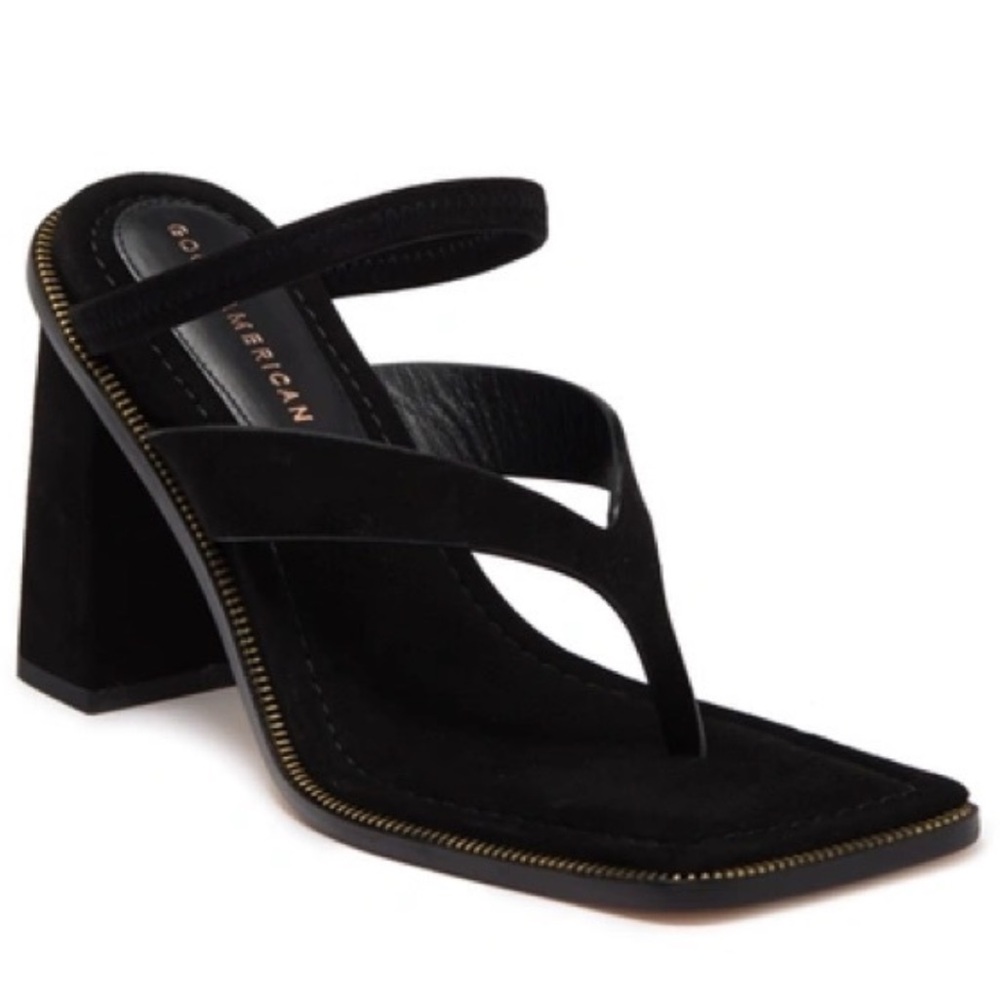NWOB Good American Square toe block heel sandals